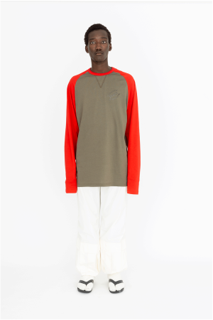 round neck elongated longsleeves army green red