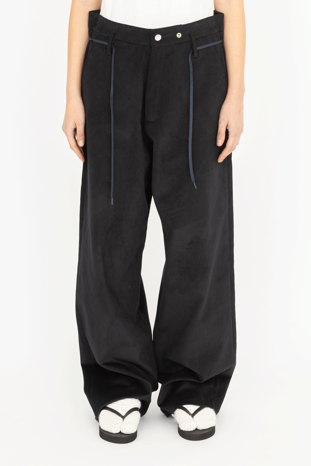 baggy tailored trousers navy blue