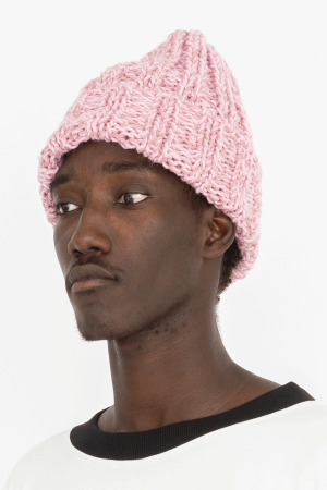 hand knitted beanie hat pink