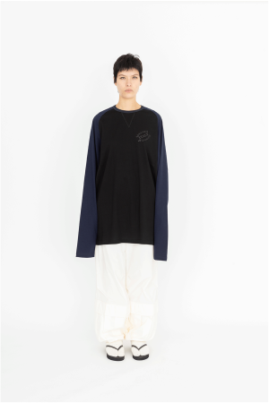 round neck elongated longsleeves black navy blue