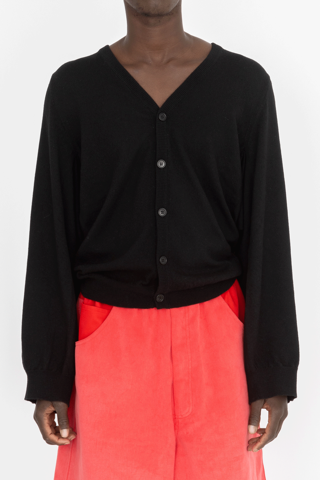 knitted double cardigan black