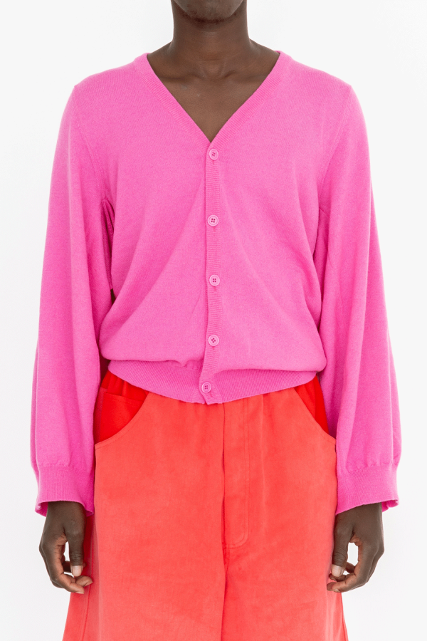 knitted double cardigan magenta