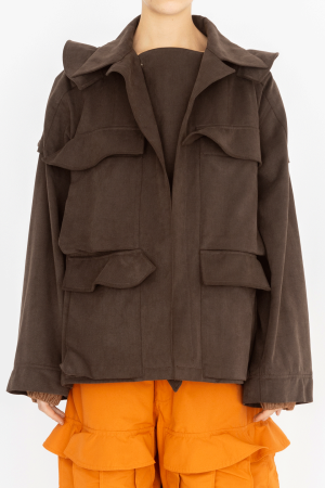 wave pocket jacket brown