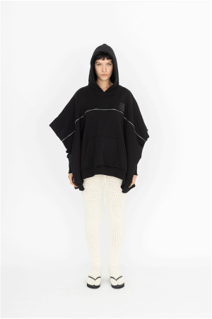 wide bomber hoodie black