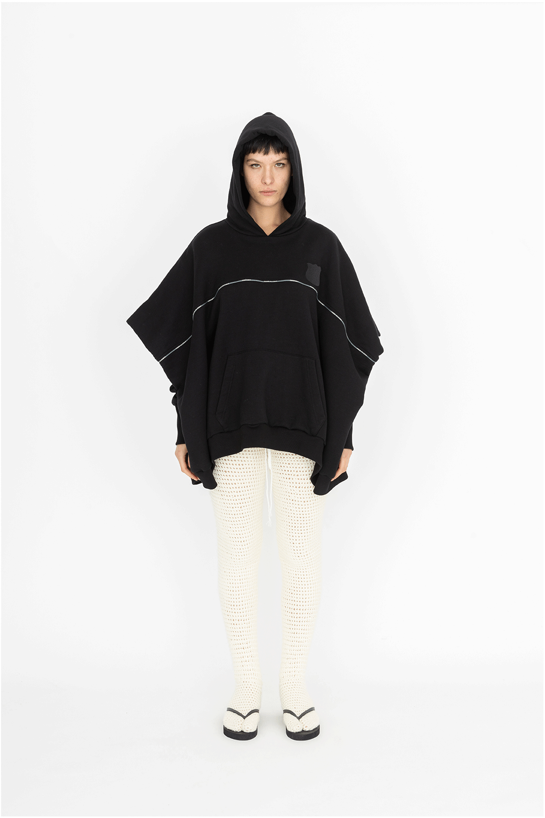 wide bomber hoodie black