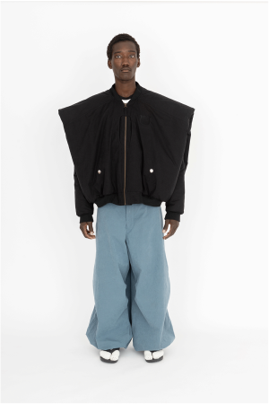 wide bomber padded jacket black