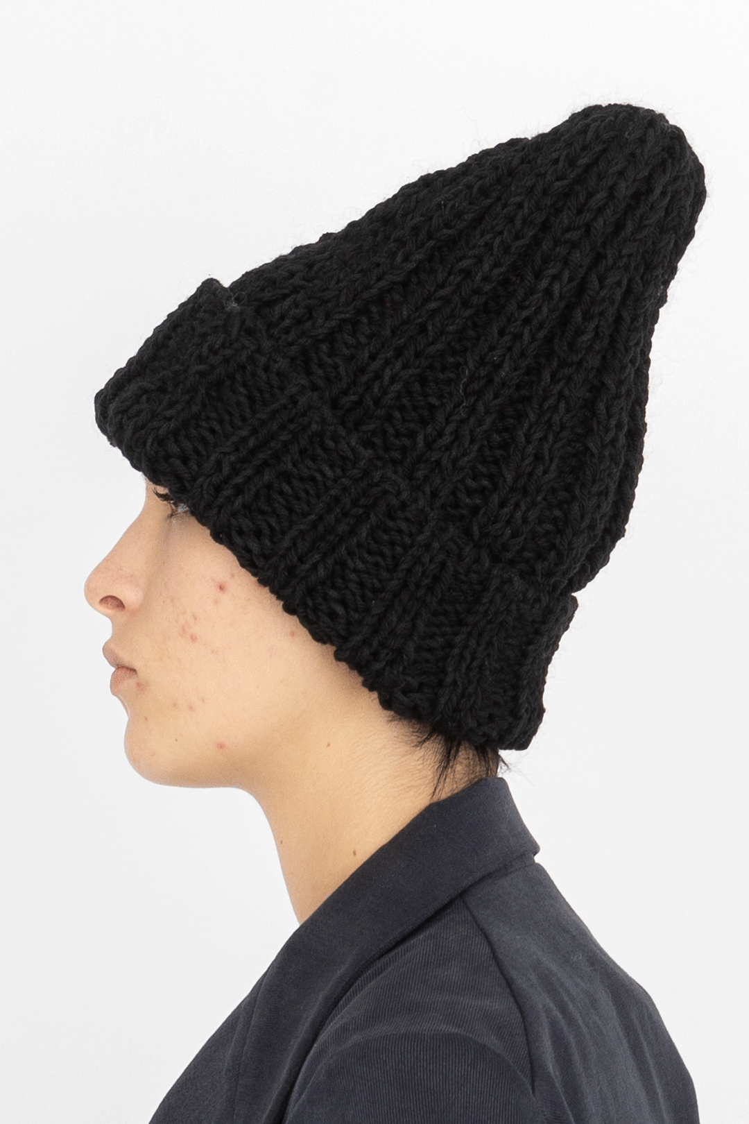 hand knitted beanie hat black