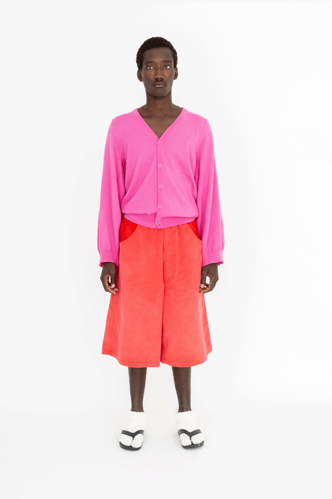 knitted double cardigan magenta
