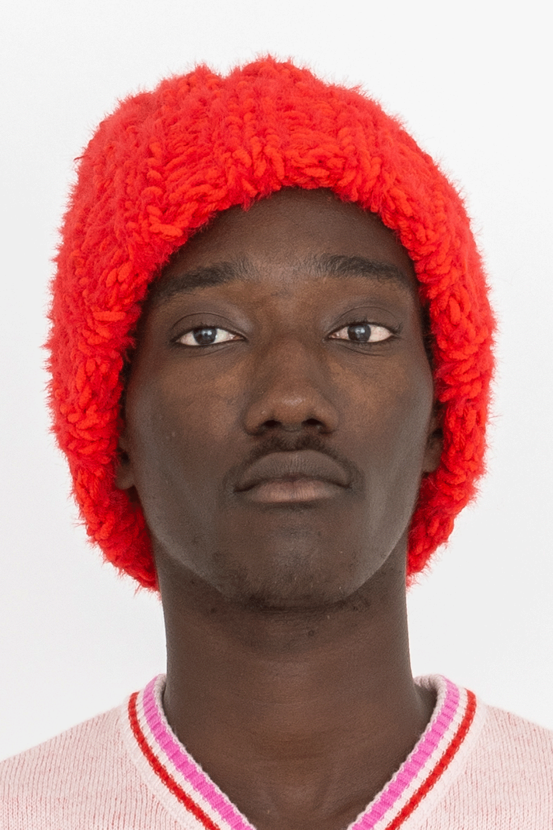 hand knitted furry beanie hat red