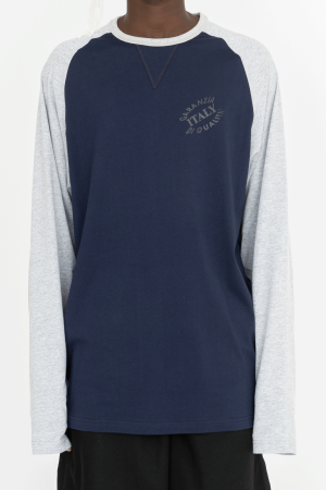 round neck elongated longsleeves navy blue grey