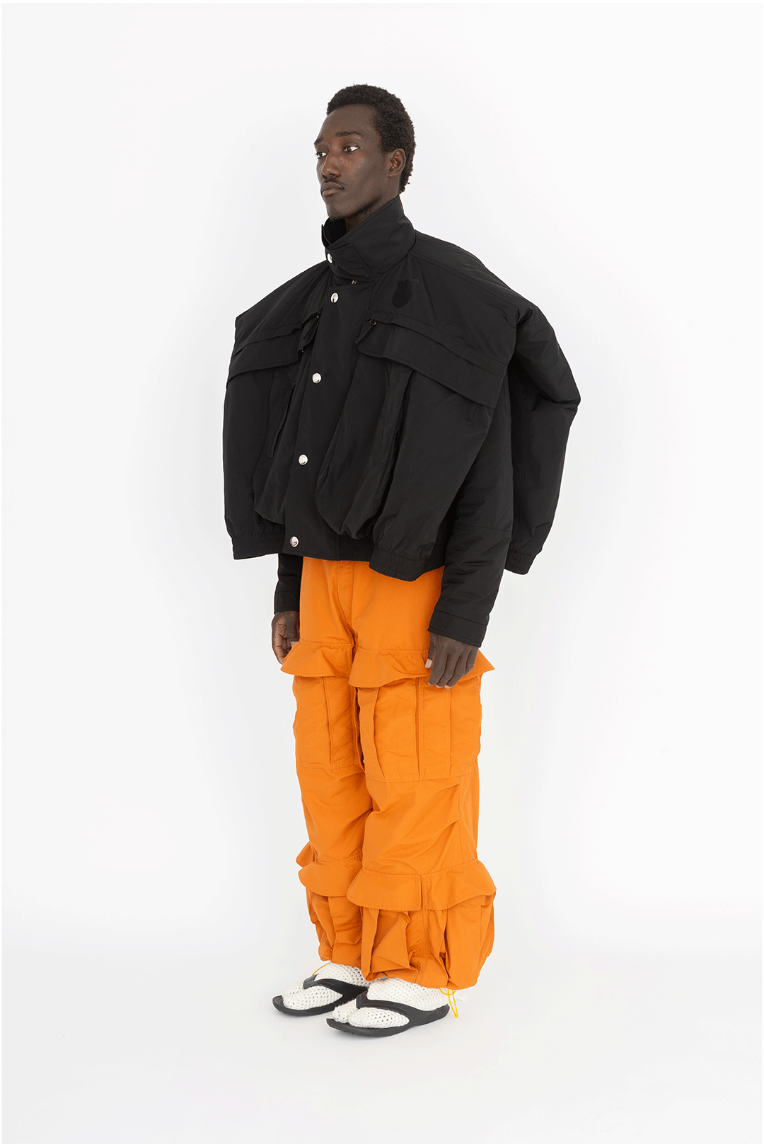 Wide quilted maxi pockets jacket black