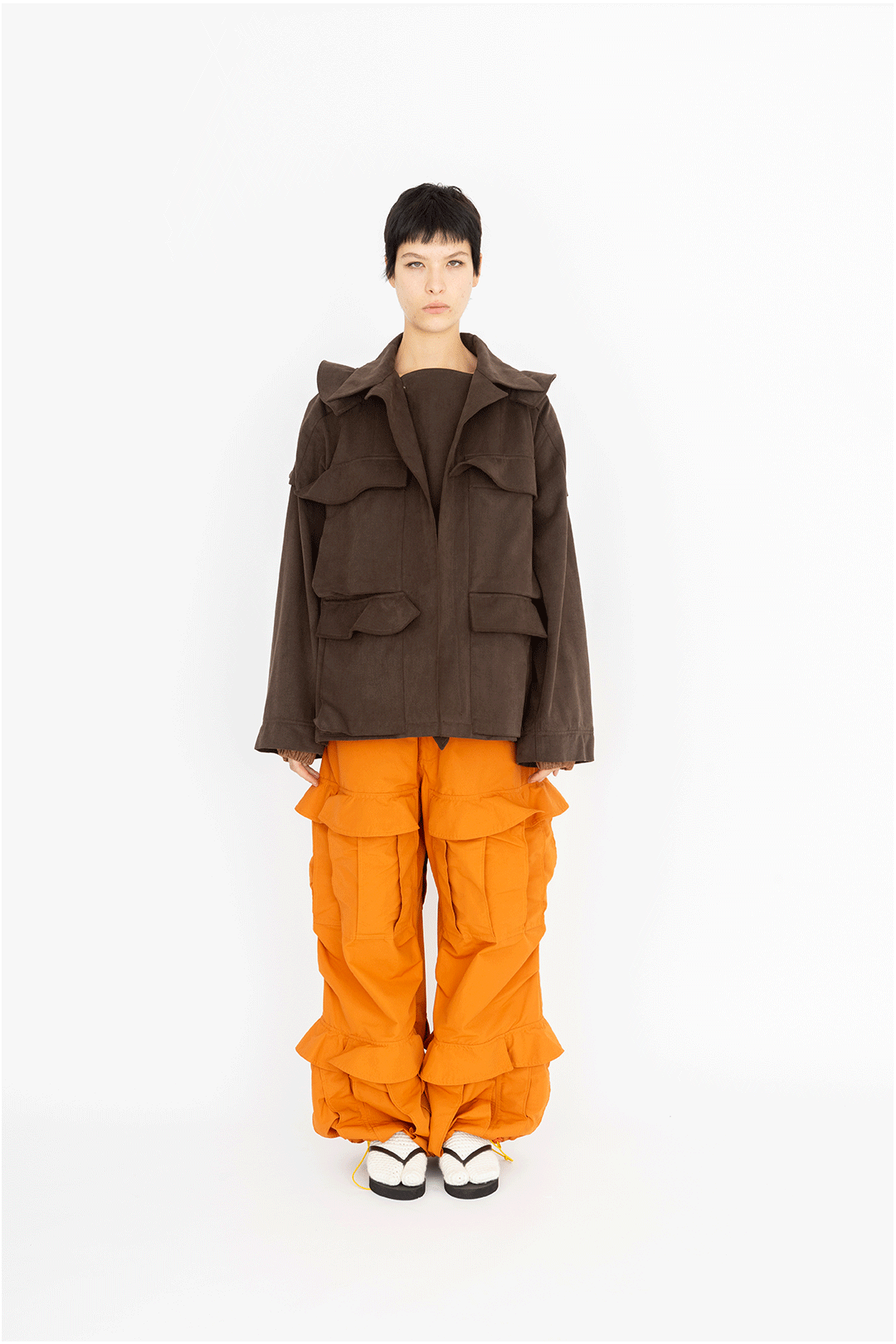 wave pocket jacket brown