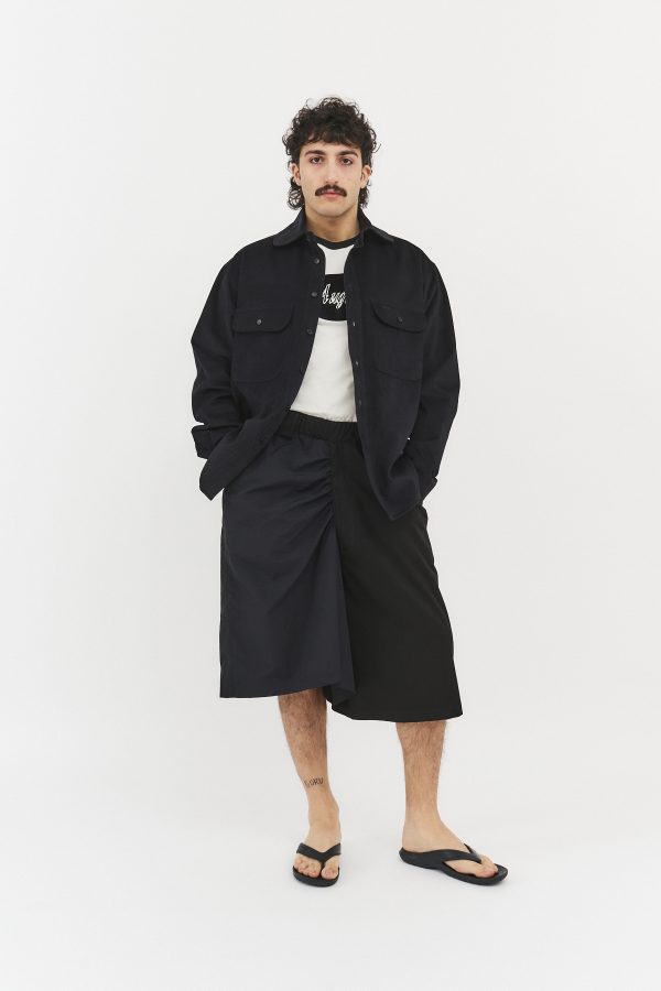 half wide shorts black