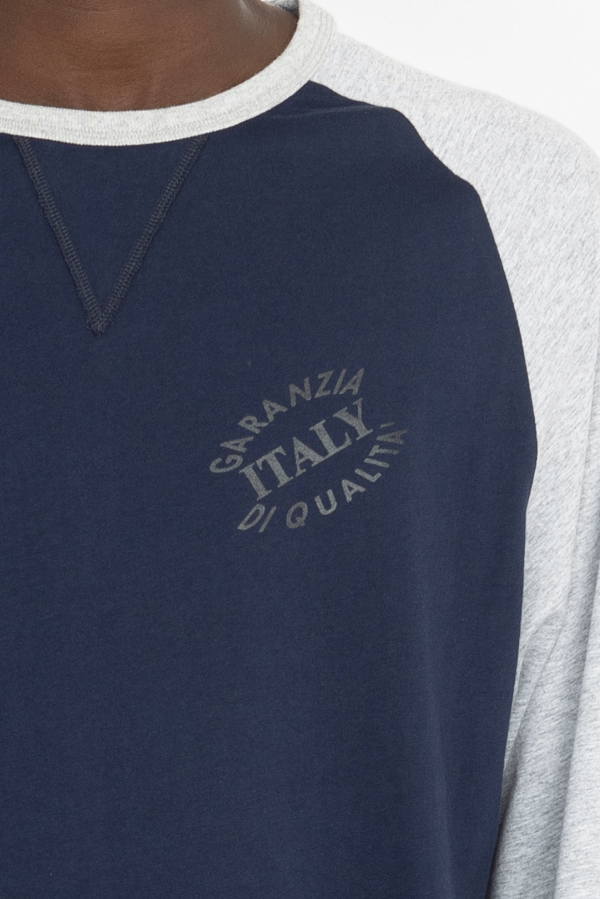 round neck elongated longsleeves navy blue grey