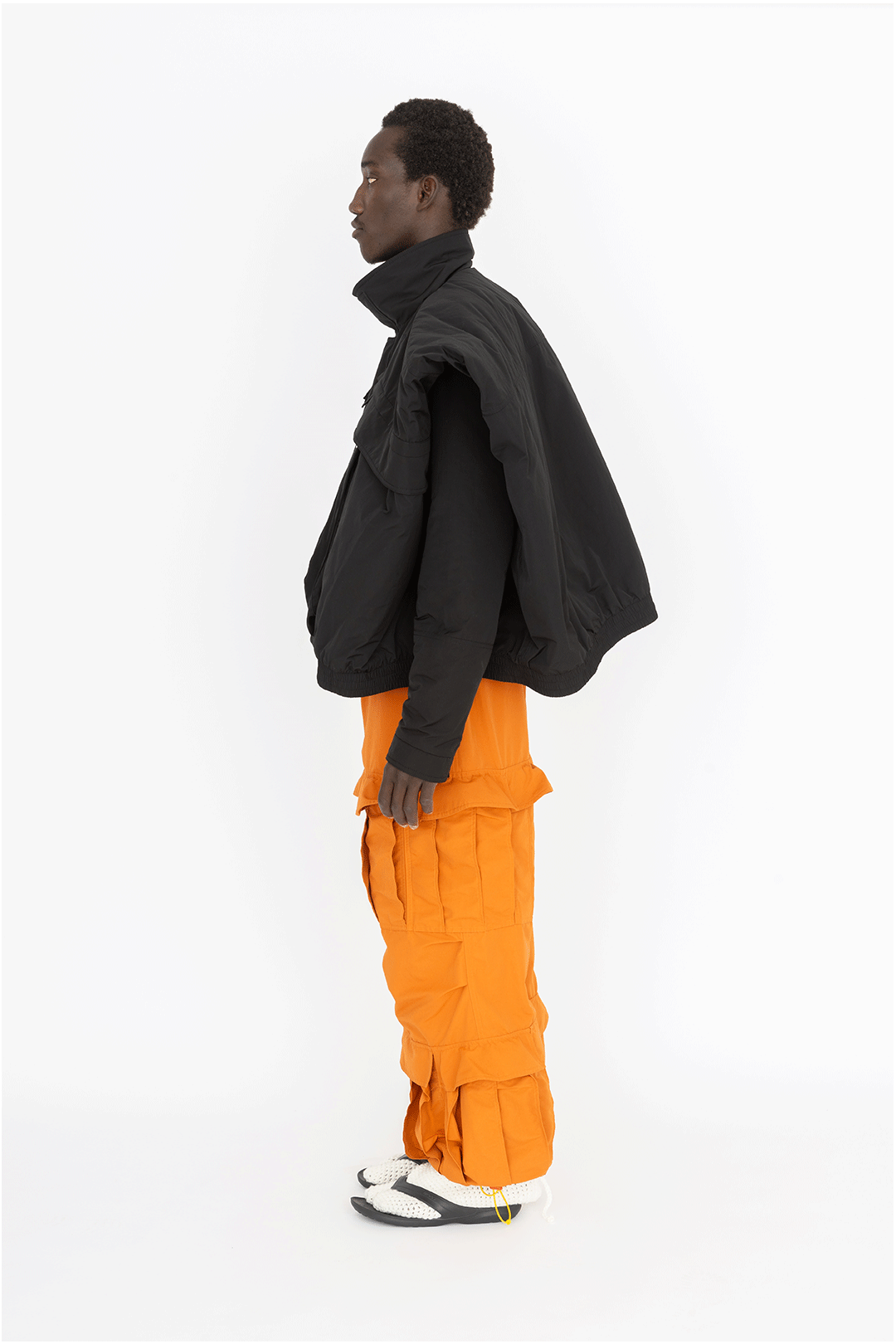 Wide quilted maxi pockets jacket black