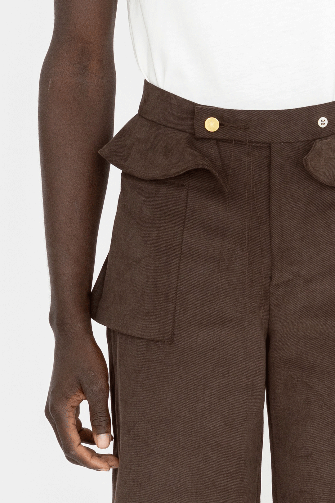 wave pockets trousers brown