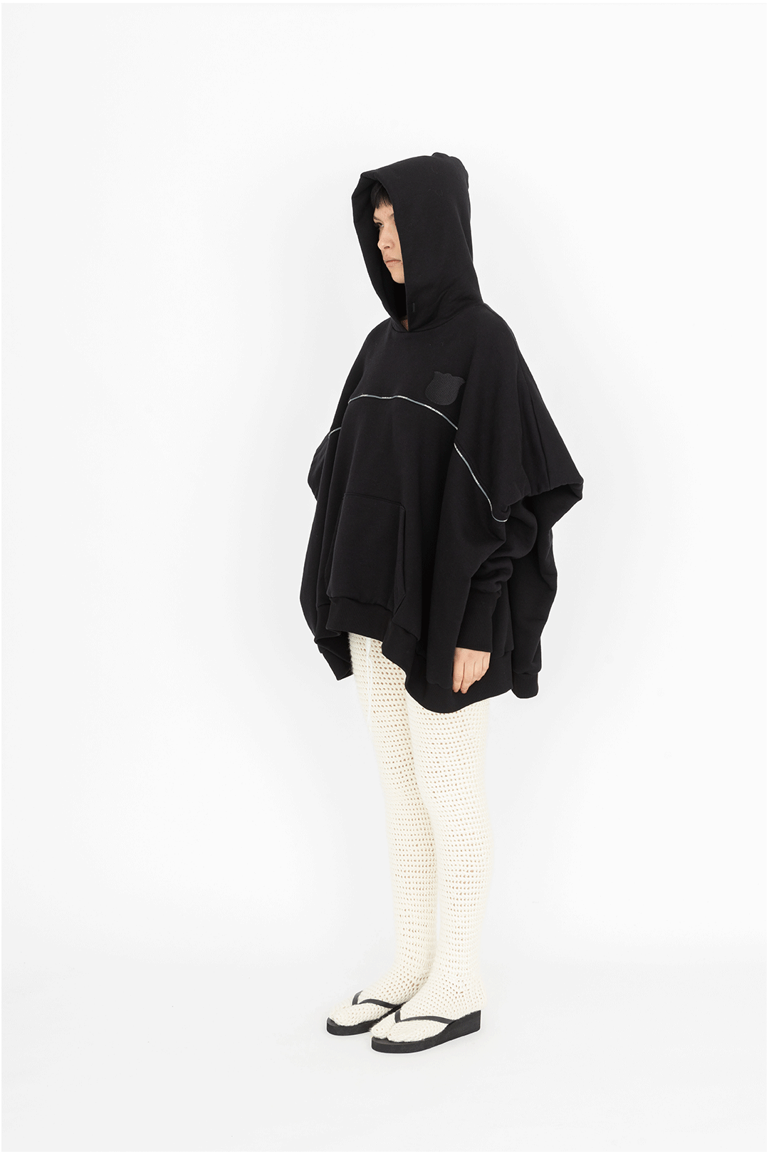 wide bomber hoodie black