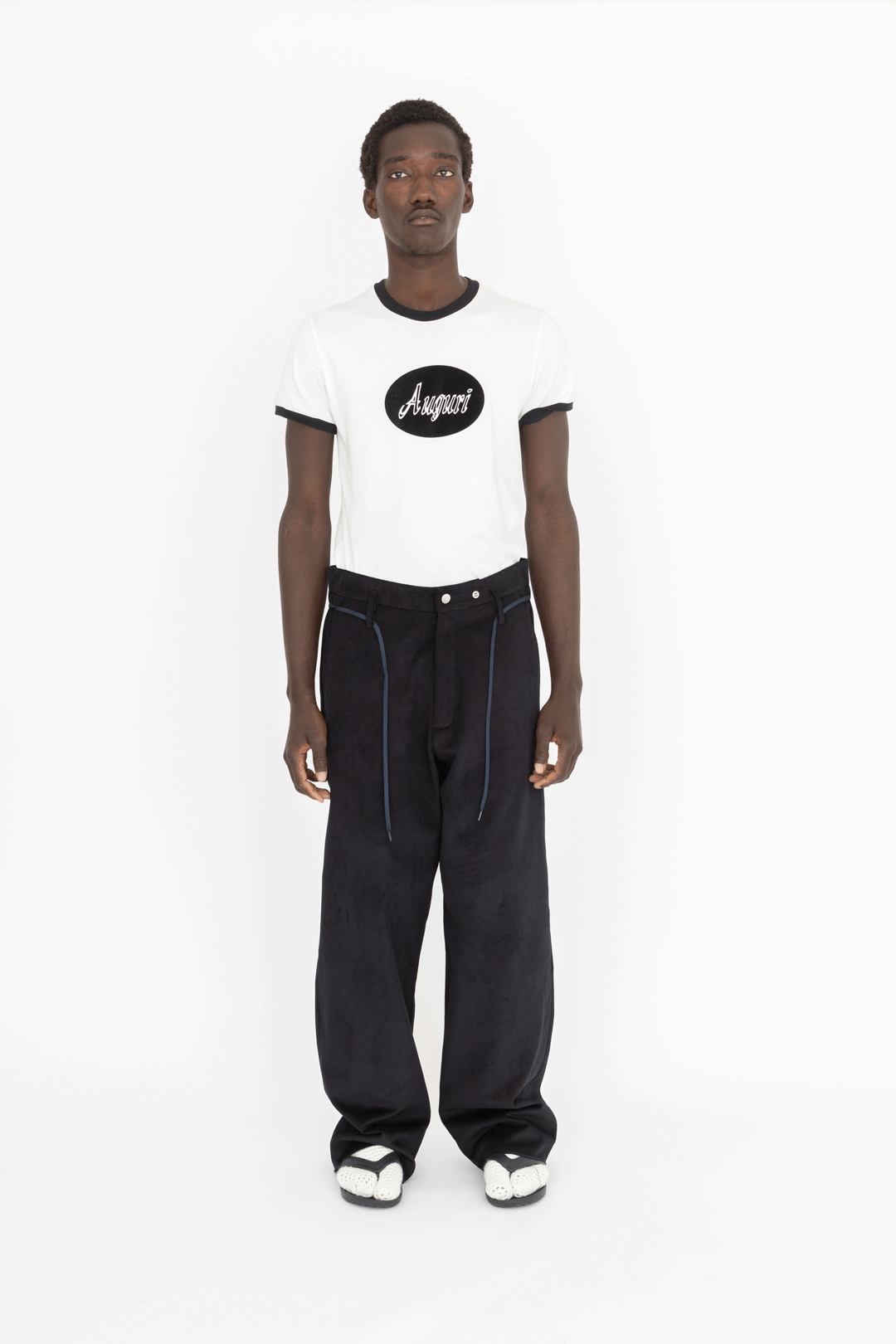 baggy tailored trousers navy blue