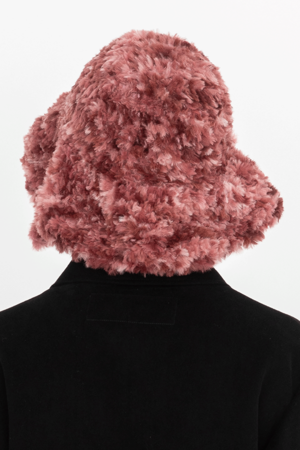 hand crocheted furry tulip bucket hat purple