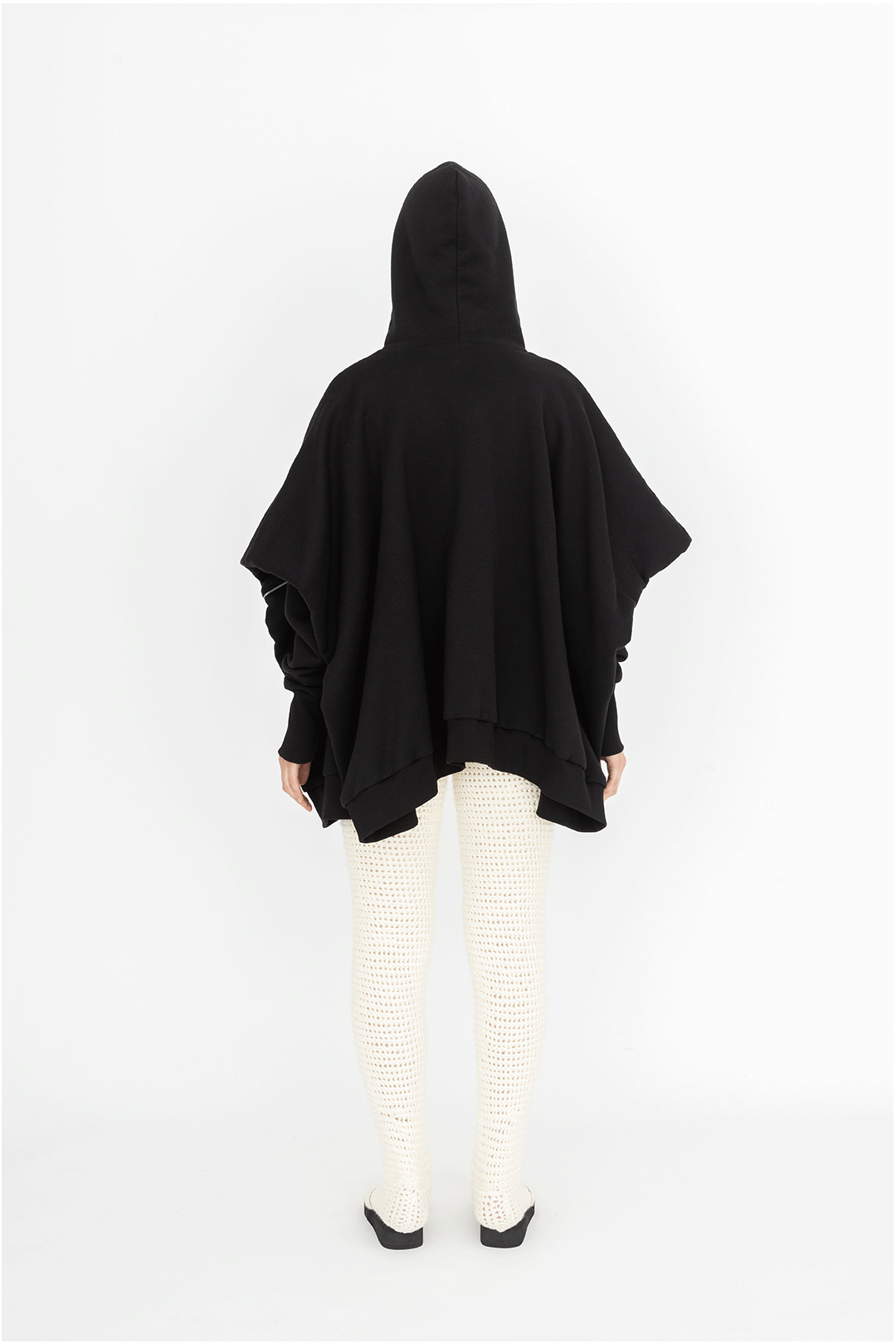 wide bomber hoodie black