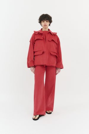 wave pockets jacket faded red