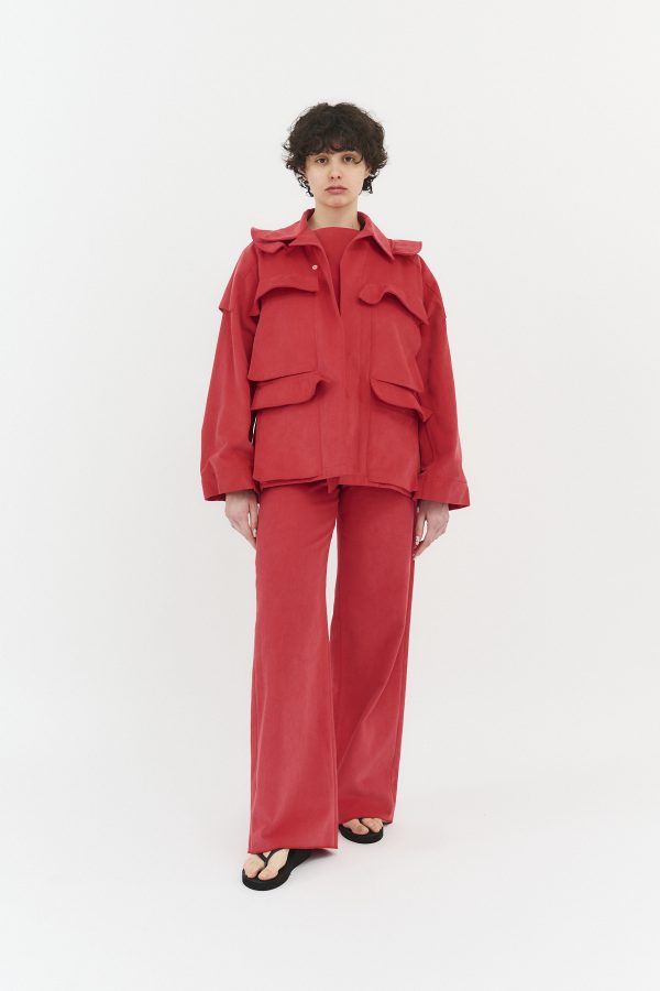 wave pockets jacket faded red