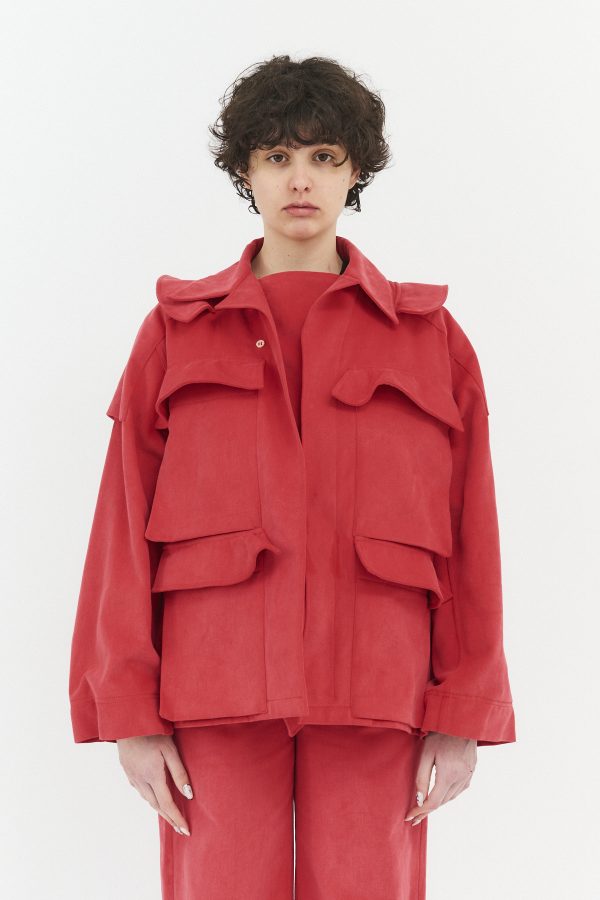 wave pockets jacket faded red