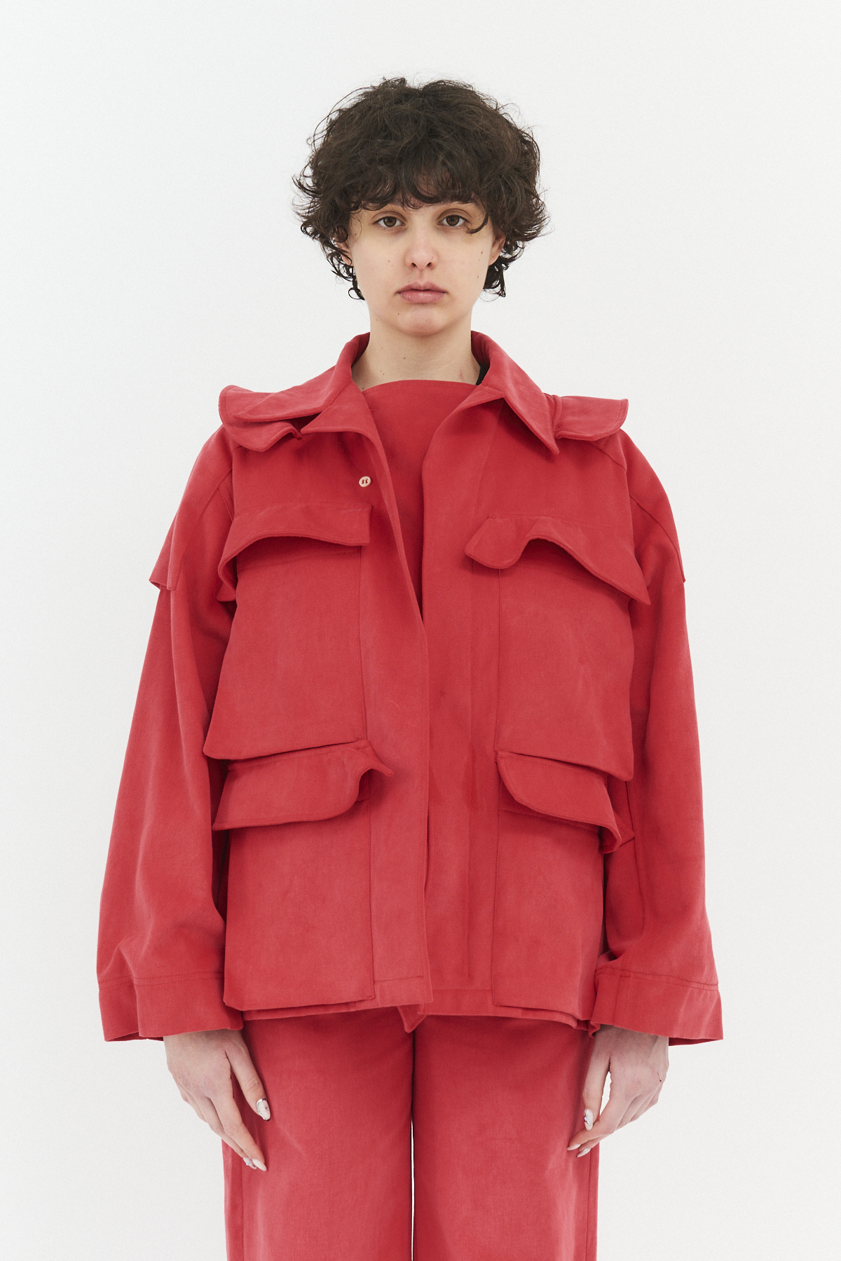 wave pockets jacket faded red