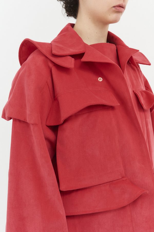 wave pockets jacket faded red