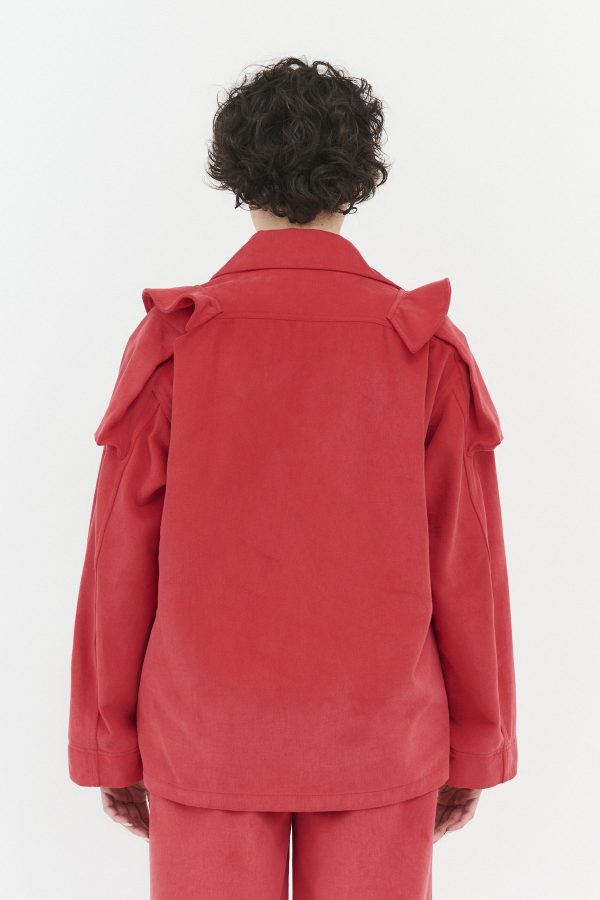 wave pockets jacket faded red