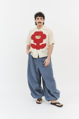 glory hole flower hawaiian shirt ivory red