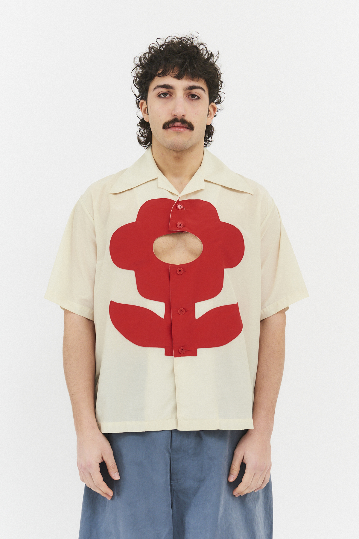 glory hole flower hawaiian shirt ivory red