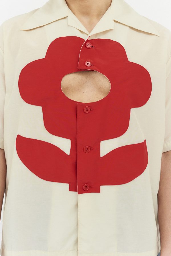 glory hole flower hawaiian shirt ivory red