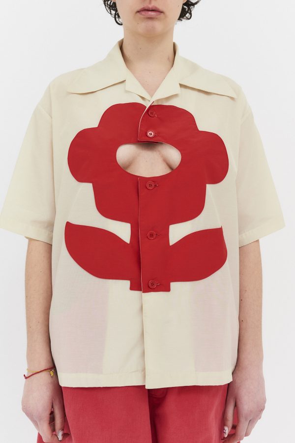 glory hole flower hawaiian shirt ivory red