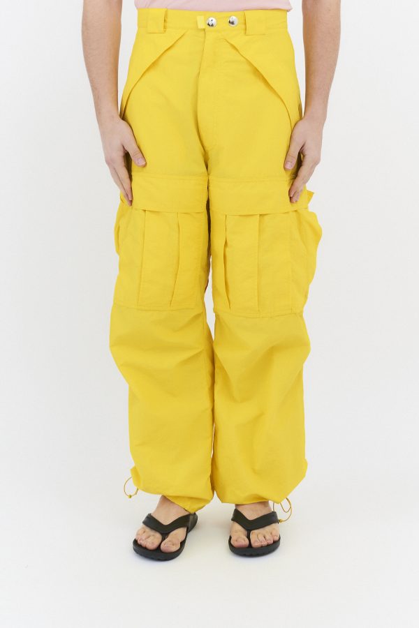 8 pockets cargo pants yellow