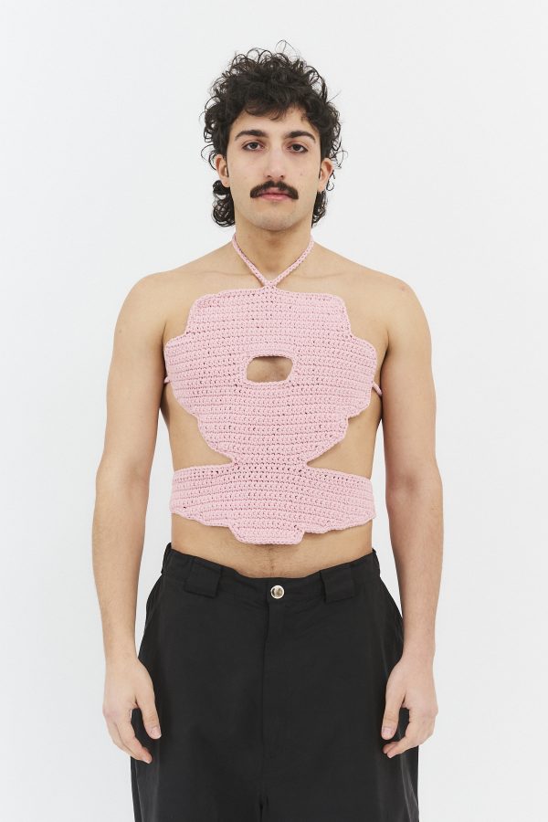 hand-crocheted flower top pink