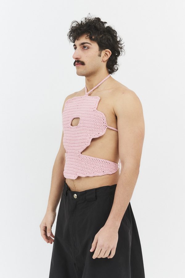hand-crocheted flower top pink