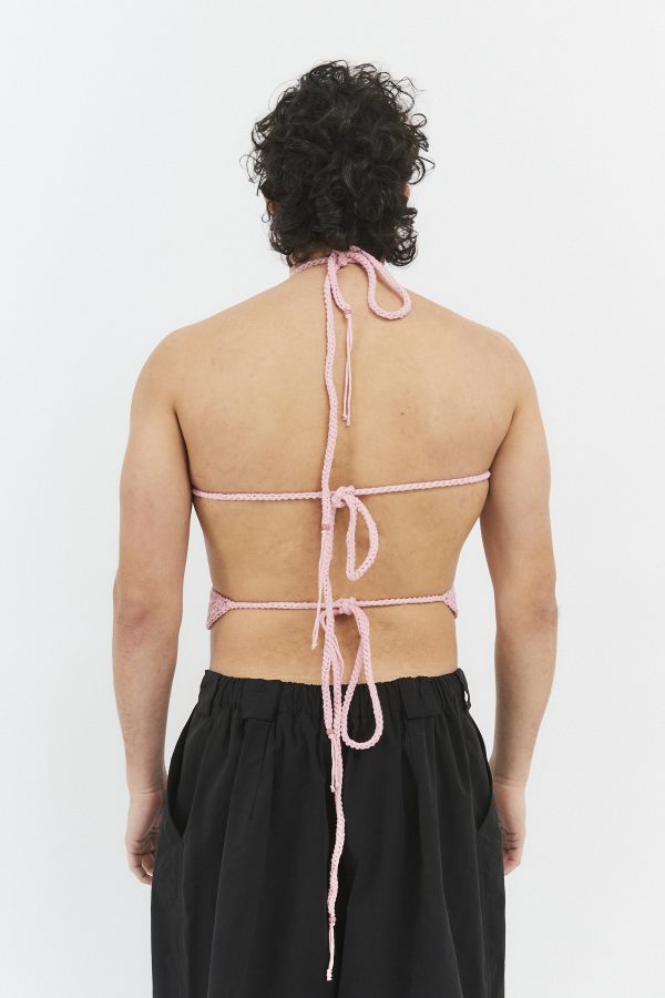 hand-crocheted flower top pink