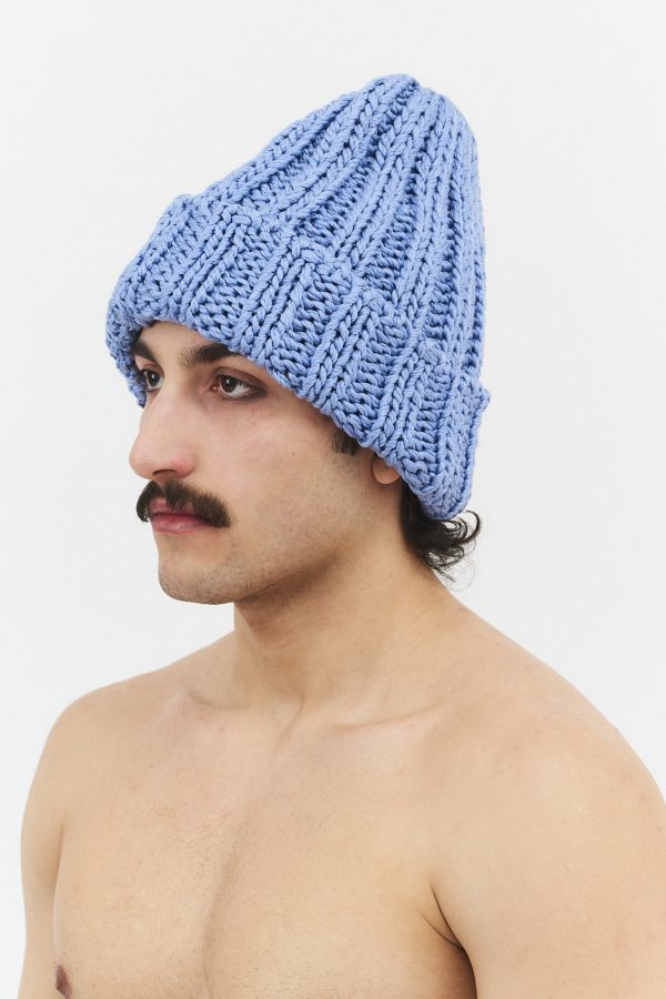 hand knitted beanie hat turquoise