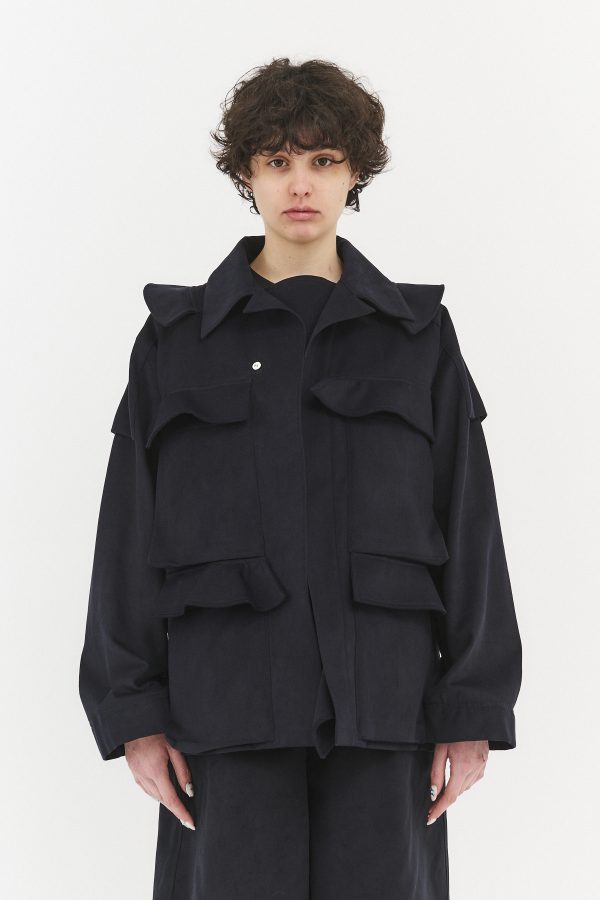 wave pocket jacket navy