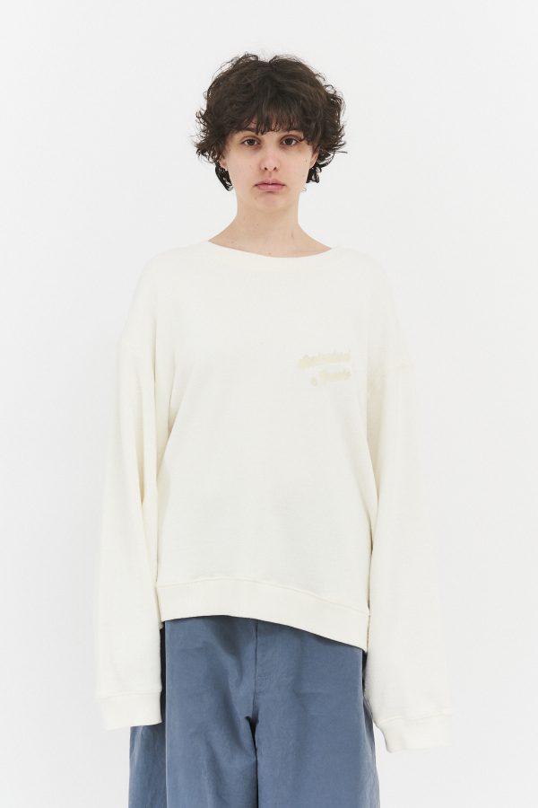 embroidery batwings sweatshirt Ivory