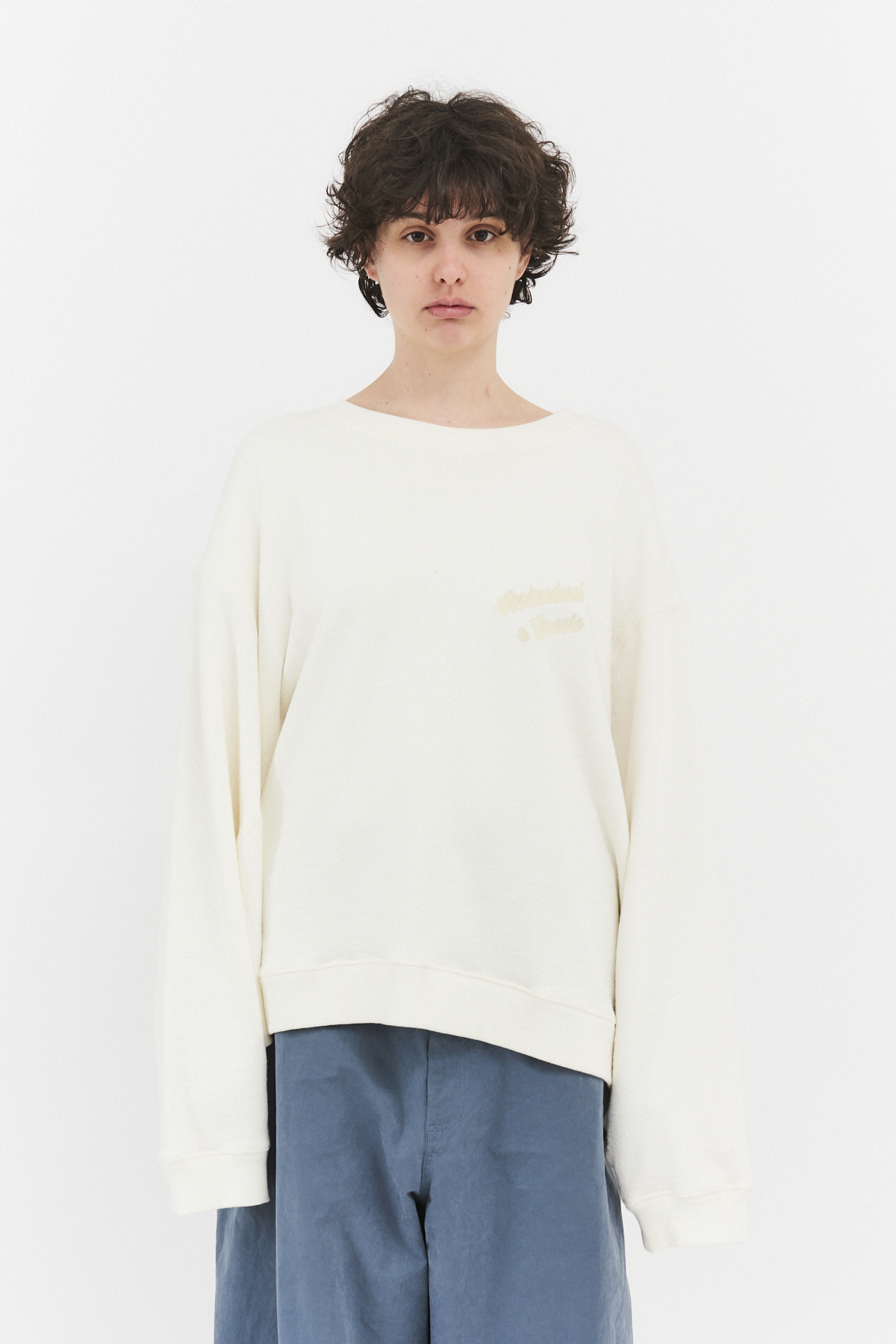 embroidery batwings sweatshirt Ivory