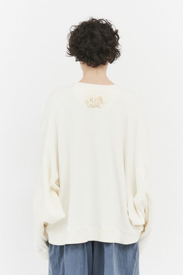 embroidery batwings sweatshirt Ivory