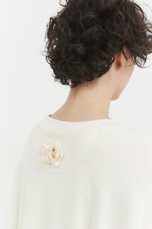 embroidery batwings sweatshirt Ivory